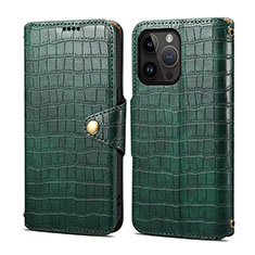 Funda de Cuero Cartera con Soporte Carcasa MT6 para Apple iPhone 14 Pro Verde