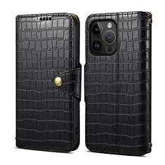 Funda de Cuero Cartera con Soporte Carcasa MT6 para Apple iPhone 16 Pro Negro