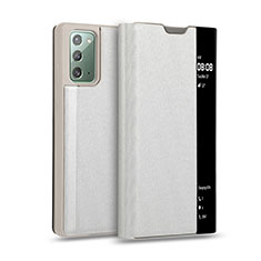 Funda de Cuero Cartera con Soporte Carcasa N01 para Samsung Galaxy Note 20 5G Plata