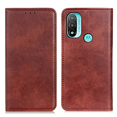 Funda de Cuero Cartera con Soporte Carcasa N01P para Motorola Moto E20 Marron