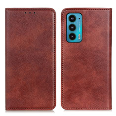 Funda de Cuero Cartera con Soporte Carcasa N01P para Motorola Moto Edge 20 5G Marron