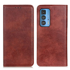 Funda de Cuero Cartera con Soporte Carcasa N01P para Motorola Moto Edge 20 Pro 5G Marron