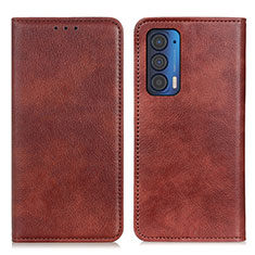 Funda de Cuero Cartera con Soporte Carcasa N01P para Motorola Moto Edge (2021) 5G Marron