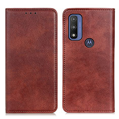 Funda de Cuero Cartera con Soporte Carcasa N01P para Motorola Moto G Pure Marron