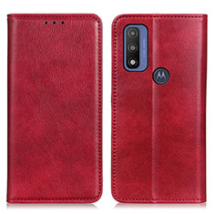 Funda de Cuero Cartera con Soporte Carcasa N01P para Motorola Moto G Pure Rojo