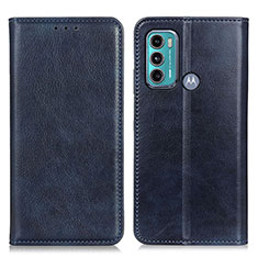 Funda de Cuero Cartera con Soporte Carcasa N01P para Motorola Moto G60 Azul