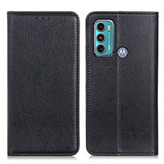 Funda de Cuero Cartera con Soporte Carcasa N01P para Motorola Moto G60 Negro