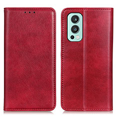 Funda de Cuero Cartera con Soporte Carcasa N01P para OnePlus Nord 2 5G Rojo