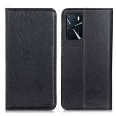 Funda de Cuero Cartera con Soporte Carcasa N01P para Oppo A16s Negro