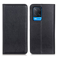 Funda de Cuero Cartera con Soporte Carcasa N01P para Oppo A54 4G Negro