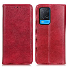 Funda de Cuero Cartera con Soporte Carcasa N01P para Oppo A54 4G Rojo