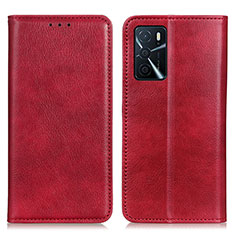 Funda de Cuero Cartera con Soporte Carcasa N01P para Oppo A54s Rojo