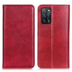 Funda de Cuero Cartera con Soporte Carcasa N01P para Oppo A55 5G Rojo