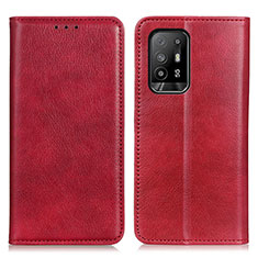 Funda de Cuero Cartera con Soporte Carcasa N01P para Oppo A94 5G Rojo