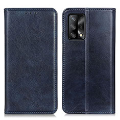 Funda de Cuero Cartera con Soporte Carcasa N01P para Oppo F19 Azul