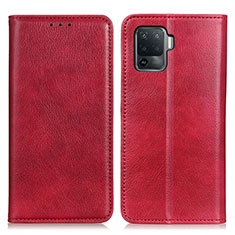 Funda de Cuero Cartera con Soporte Carcasa N01P para Oppo F19 Pro Rojo