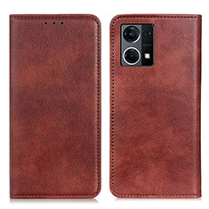 Funda de Cuero Cartera con Soporte Carcasa N01P para Oppo F21 Pro 4G Marron