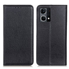 Funda de Cuero Cartera con Soporte Carcasa N01P para Oppo F21 Pro 4G Negro