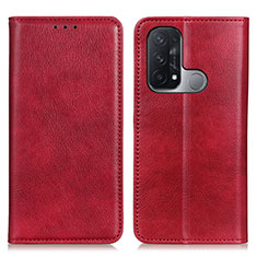 Funda de Cuero Cartera con Soporte Carcasa N01P para Oppo Reno5 A Rojo