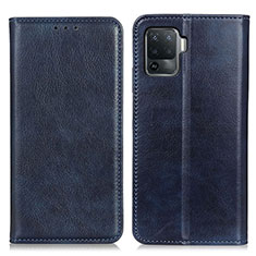 Funda de Cuero Cartera con Soporte Carcasa N01P para Oppo Reno5 F Azul