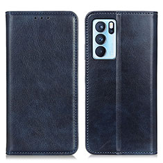 Funda de Cuero Cartera con Soporte Carcasa N01P para Oppo Reno6 Pro 5G India Azul