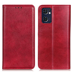 Funda de Cuero Cartera con Soporte Carcasa N01P para Oppo Reno7 5G Rojo