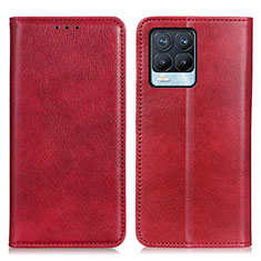 Funda de Cuero Cartera con Soporte Carcasa N01P para Realme 8 4G Rojo