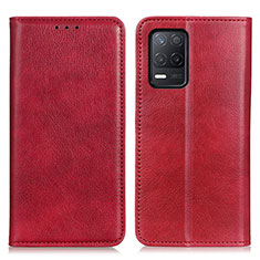 Funda de Cuero Cartera con Soporte Carcasa N01P para Realme 9 5G India Rojo