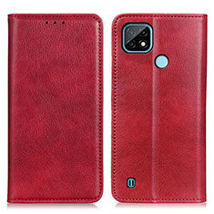 Funda de Cuero Cartera con Soporte Carcasa N01P para Realme C21 Rojo