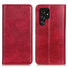 Funda de Cuero Cartera con Soporte Carcasa N01P para Samsung Galaxy S22 Ultra 5G Rojo