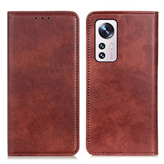 Funda de Cuero Cartera con Soporte Carcasa N01P para Xiaomi Mi 12 5G Marron