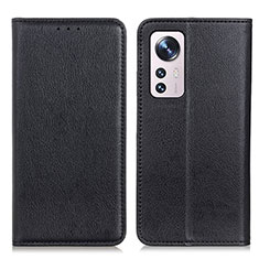 Funda de Cuero Cartera con Soporte Carcasa N01P para Xiaomi Mi 12 5G Negro