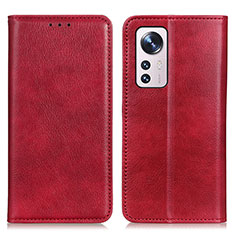 Funda de Cuero Cartera con Soporte Carcasa N01P para Xiaomi Mi 12 5G Rojo