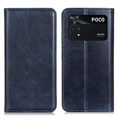 Funda de Cuero Cartera con Soporte Carcasa N01P para Xiaomi Poco M4 Pro 4G Azul