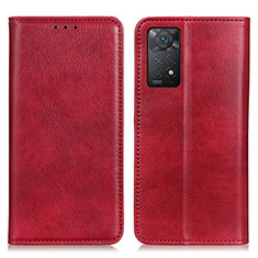 Funda de Cuero Cartera con Soporte Carcasa N01P para Xiaomi Redmi Note 11 Pro 5G Rojo