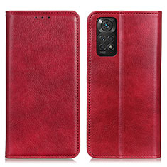 Funda de Cuero Cartera con Soporte Carcasa N01P para Xiaomi Redmi Note 11S 4G Rojo