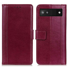 Funda de Cuero Cartera con Soporte Carcasa N02P para Google Pixel 7a 5G Rojo