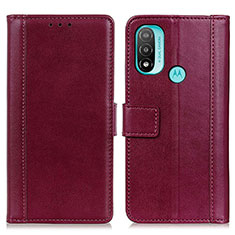 Funda de Cuero Cartera con Soporte Carcasa N02P para Motorola Moto E20 Rojo