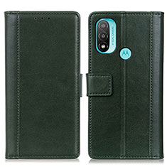 Funda de Cuero Cartera con Soporte Carcasa N02P para Motorola Moto E30 Verde