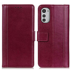 Funda de Cuero Cartera con Soporte Carcasa N02P para Motorola Moto E32 Rojo