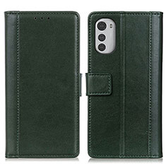 Funda de Cuero Cartera con Soporte Carcasa N02P para Motorola Moto E32 Verde