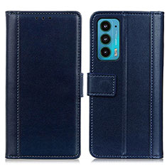 Funda de Cuero Cartera con Soporte Carcasa N02P para Motorola Moto Edge 20 5G Azul