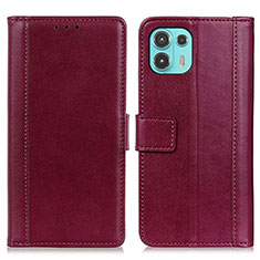 Funda de Cuero Cartera con Soporte Carcasa N02P para Motorola Moto Edge 20 Lite 5G Rojo