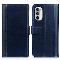 Funda de Cuero Cartera con Soporte Carcasa N02P para Motorola Moto Edge (2022) 5G Azul