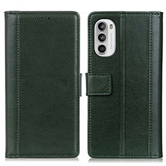 Funda de Cuero Cartera con Soporte Carcasa N02P para Motorola Moto Edge (2022) 5G Verde