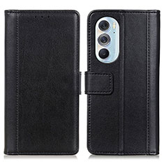 Funda de Cuero Cartera con Soporte Carcasa N02P para Motorola Moto Edge 30 Pro 5G Negro