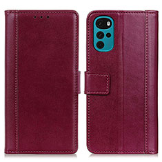 Funda de Cuero Cartera con Soporte Carcasa N02P para Motorola Moto G22 Rojo