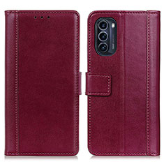 Funda de Cuero Cartera con Soporte Carcasa N02P para Motorola Moto G52j 5G Rojo