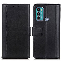 Funda de Cuero Cartera con Soporte Carcasa N02P para Motorola Moto G60 Negro