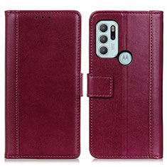 Funda de Cuero Cartera con Soporte Carcasa N02P para Motorola Moto G60s Rojo